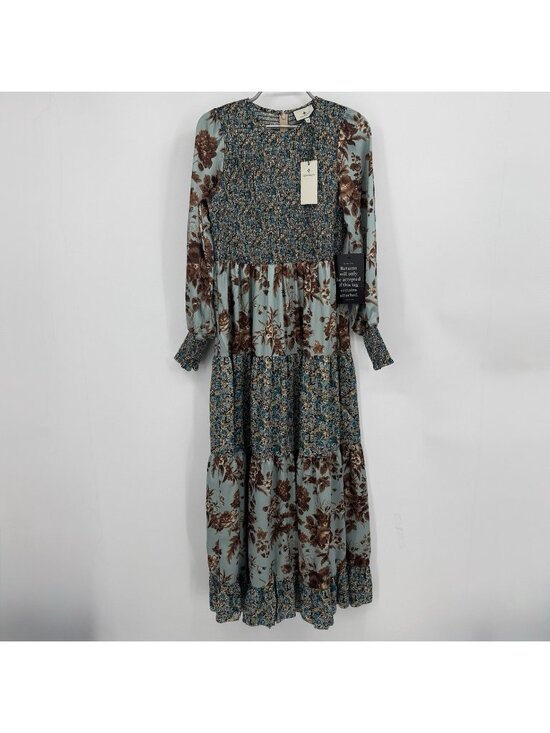 Tuckernuck Dresses & Skirts - Tuckernuck Robin's Egg Floral Libby Dress sz M Long Sleeve Smocked Maxi NWT $298